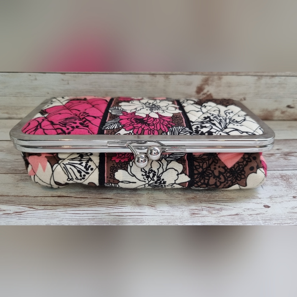 Vera Bradley Cosmetic Kisslock Case in Mocha Rouge